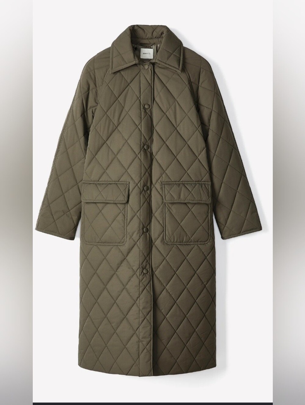 Rw Quilted Long Coat - Olive